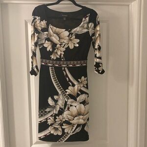 White House Black Market Black and Cream Cocktail Dress